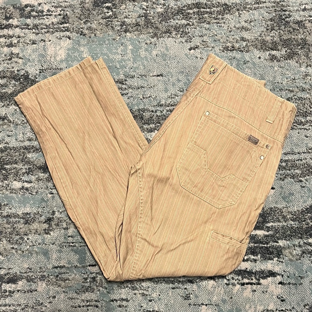 KUHL Men's Crag Series 34 x 30 Hiking Pants Outdoor Cotton Straight Leg Tan